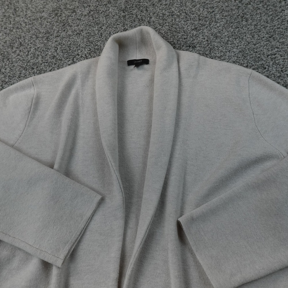 J Crew Cardigan Womens M Beige Wool Blend Knit Open Shawl‎ Colla Sweater Preppy